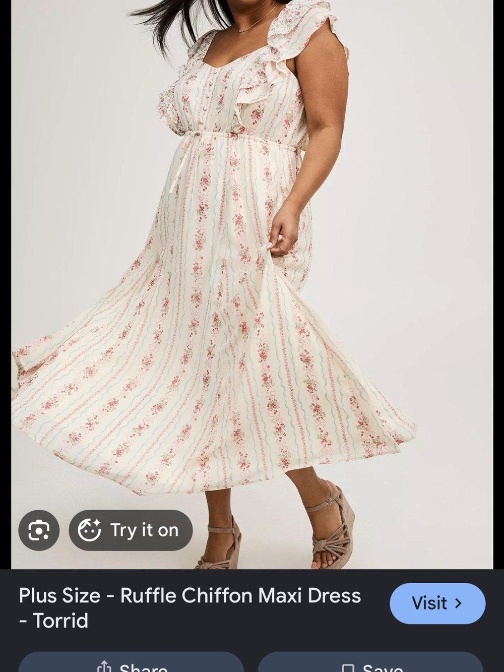 Torrid strawberry bow Cream Maxi Dress with Pink Floral Stripe nwt sz 3 - Picture 12 of 12
